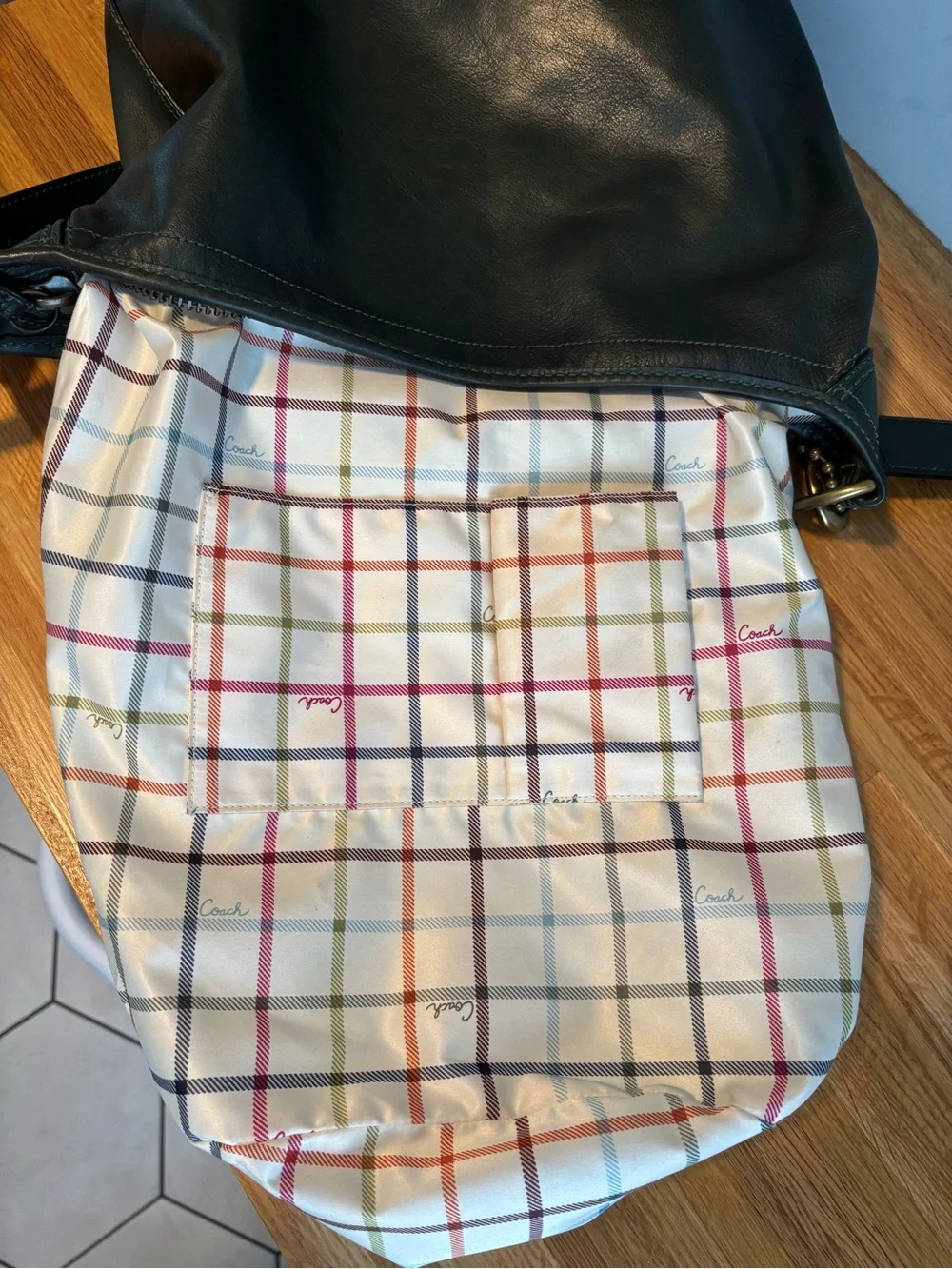 Coach Bag XL Bleecker Tattersall Duffle Sac Bottle Green Style 11423 - Picture 13 of 16